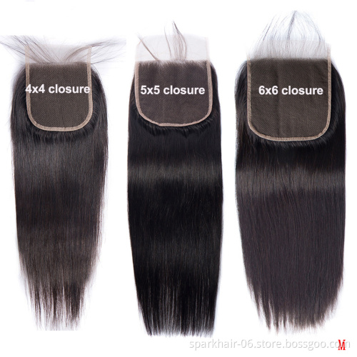 SPARK Pre plucked Human Hair Lace Closure 4*4 Lace Closure All Size Lace Closure Straight Body With Baby Hair
